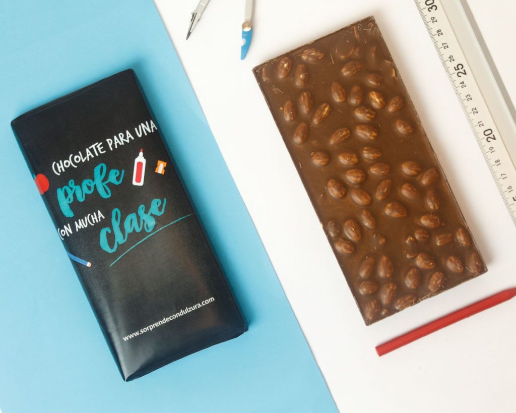 chocolate con mensaje para profes