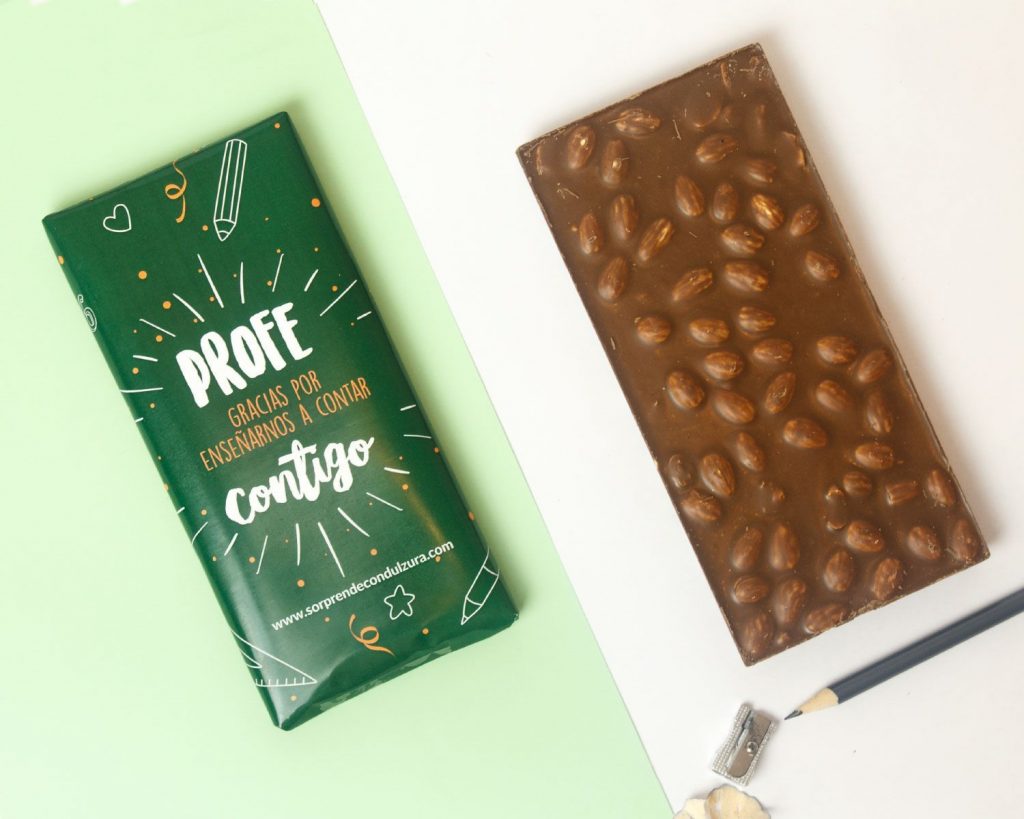 chocolate con mensaje para profes