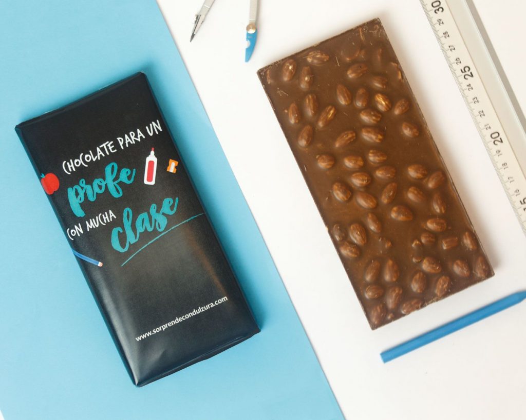 chocolate con mensaje para profes