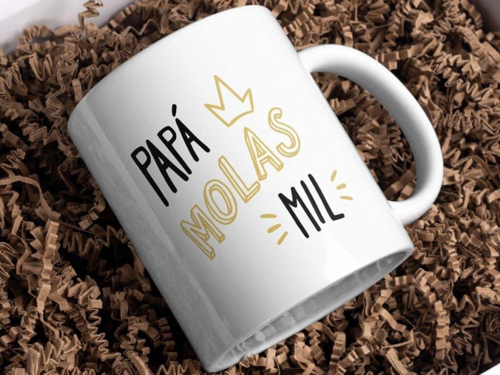 taza con frase original dia del padre papá molas mil con bigote